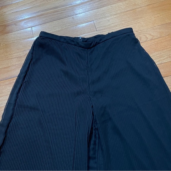 Samuel Dong Womens Black Wide Leg Palazzo Pants Size L Double Layer Flowy EUC - Picture 4 of 12